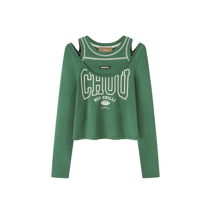 CHUU Hot Chili Open Shoulder T-Shirt