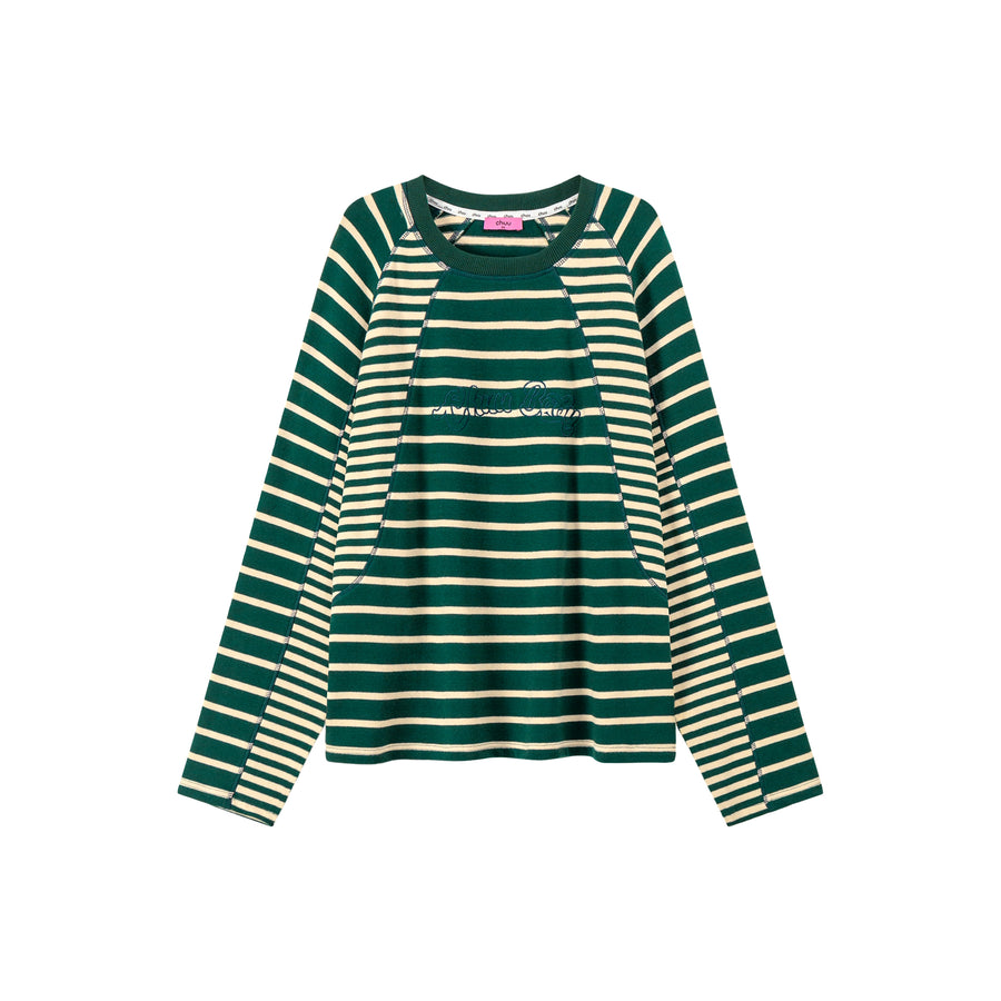 CHUU Cut To The Chase Striped Raglan T-Shirt