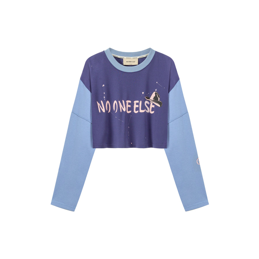 CHUU Painted Logo Oversized Crop Sweatshirt