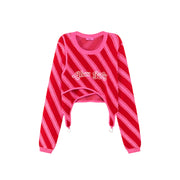 Chuu Baby Unbalanced Striped Long-Sleeves Top