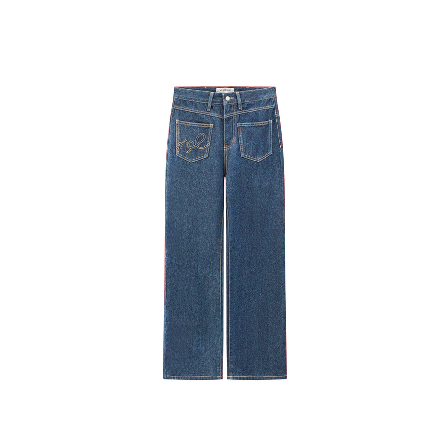 CHUU Back-Pockets Front Straight Jeans