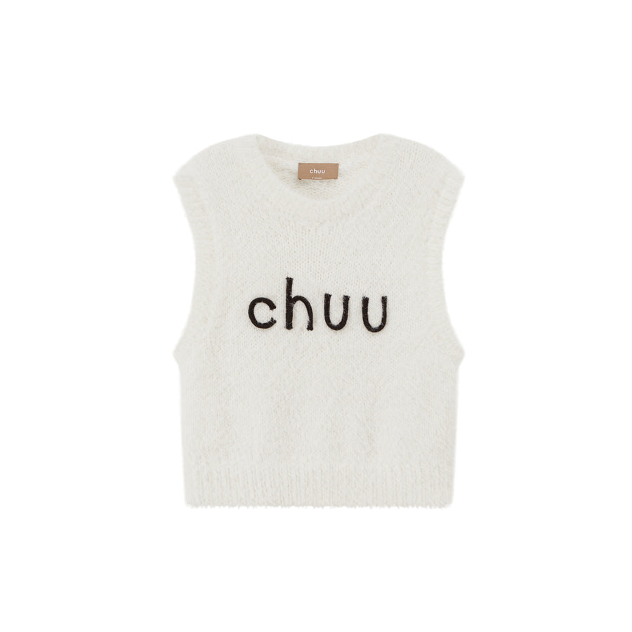 CHUU Round Neck Faux Angora Vest