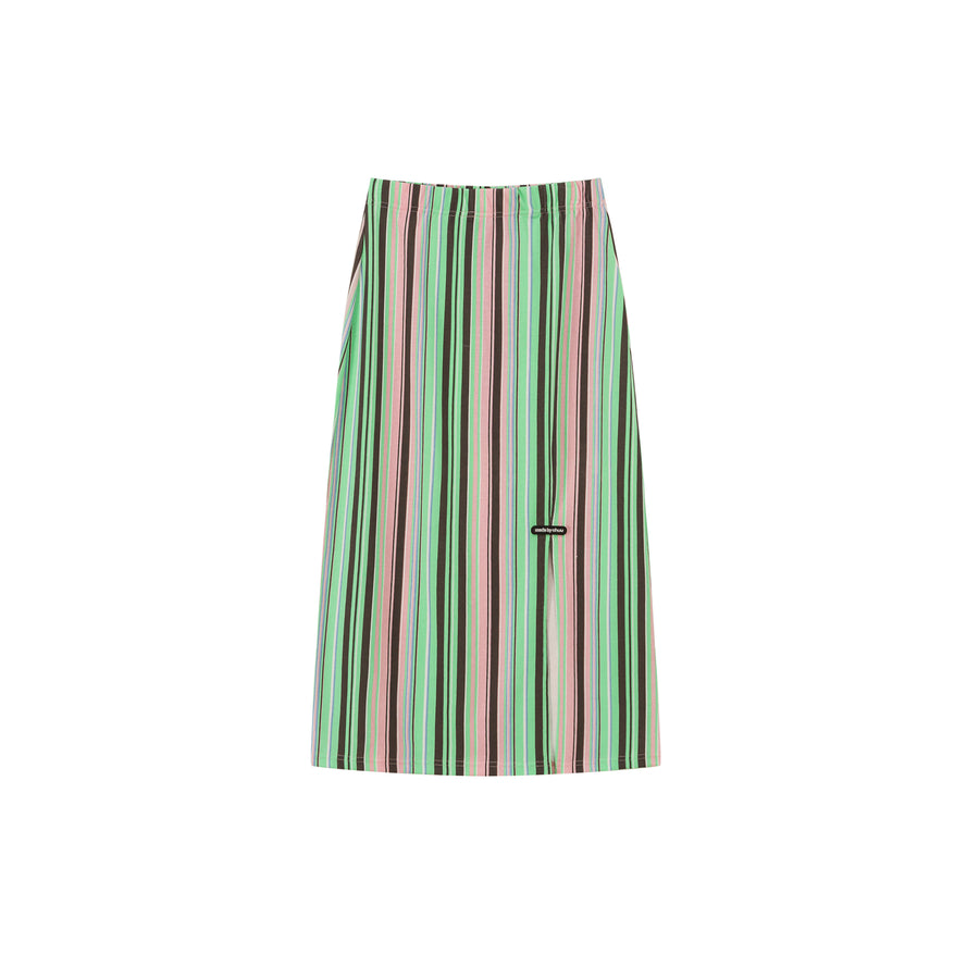 CHUU Rainbow Stripes Contrast Long Skirt