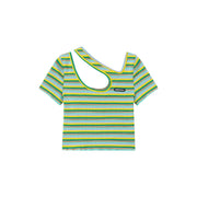 Color Stripe Cut Out T-Shirt