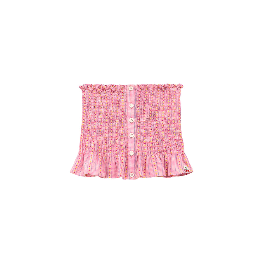 CHUU Heart Ruffle Button Tube Top