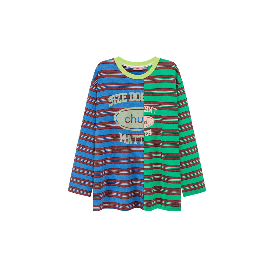 CHUU Size Doesnt Matter Color Stripe T-Shirt