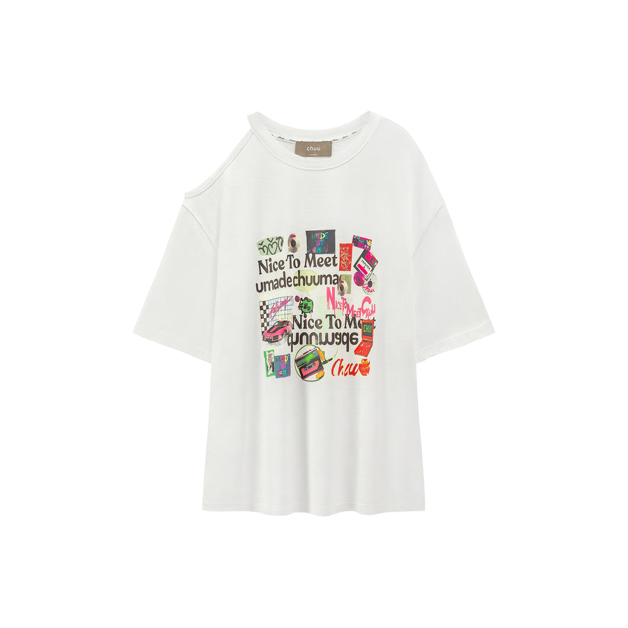 CHUU Nice To Meet You Open Shoulder T-Shirt