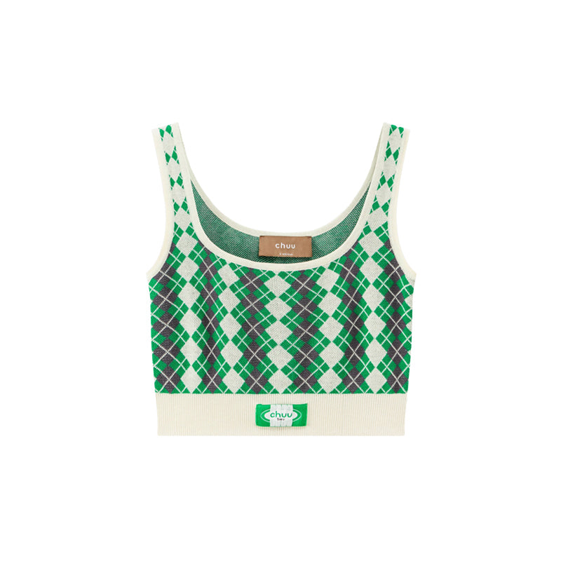 CHUU Argyle Knitwear Bra Top