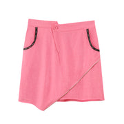 Unbalanced Zipper Detail Mini Skirt