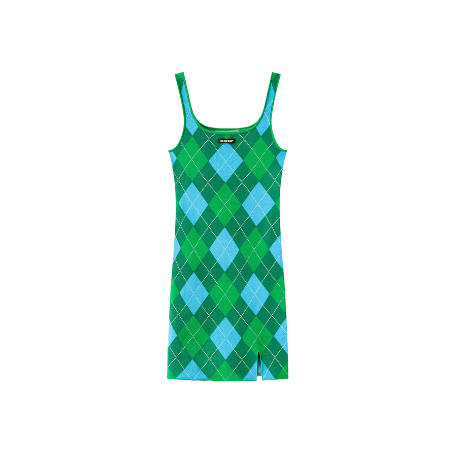 CHUU Argyle Knitwear Sleeveless Mini Dress