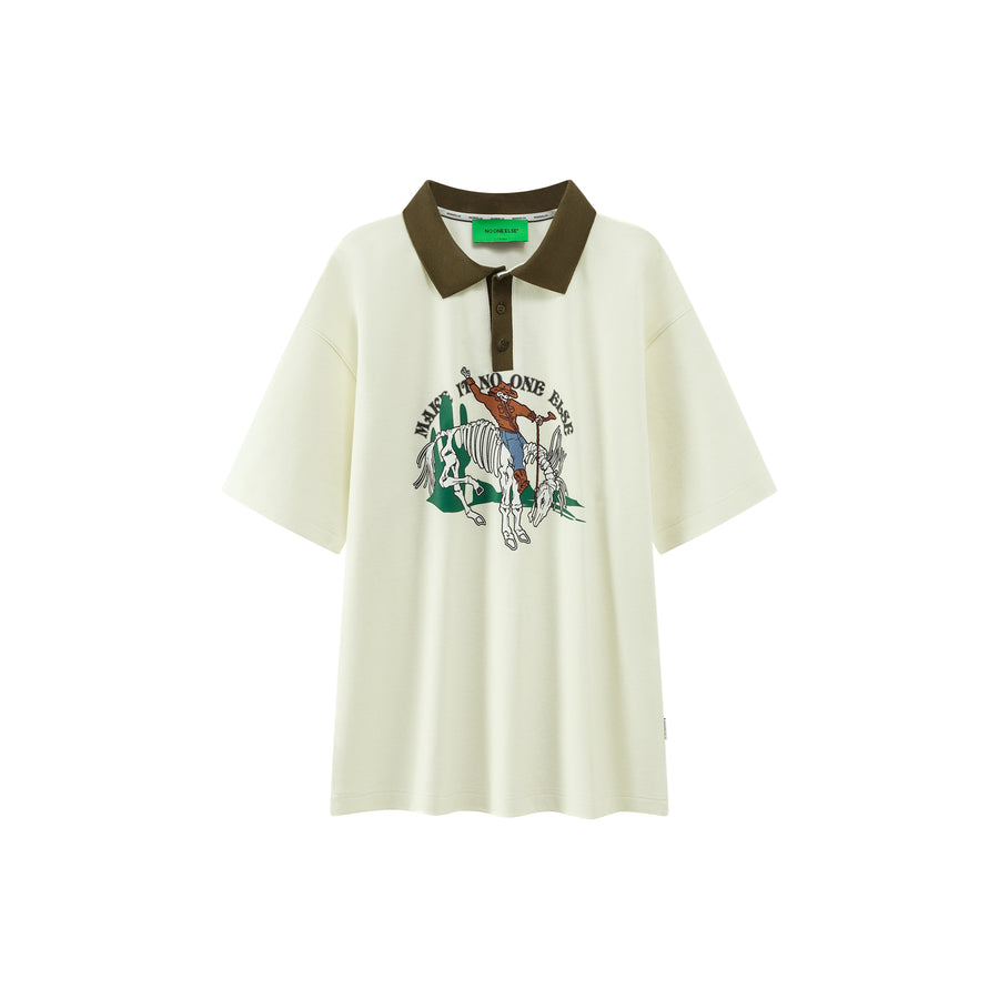 CHUU Skeleton Cowboy Polo T-Shirt
