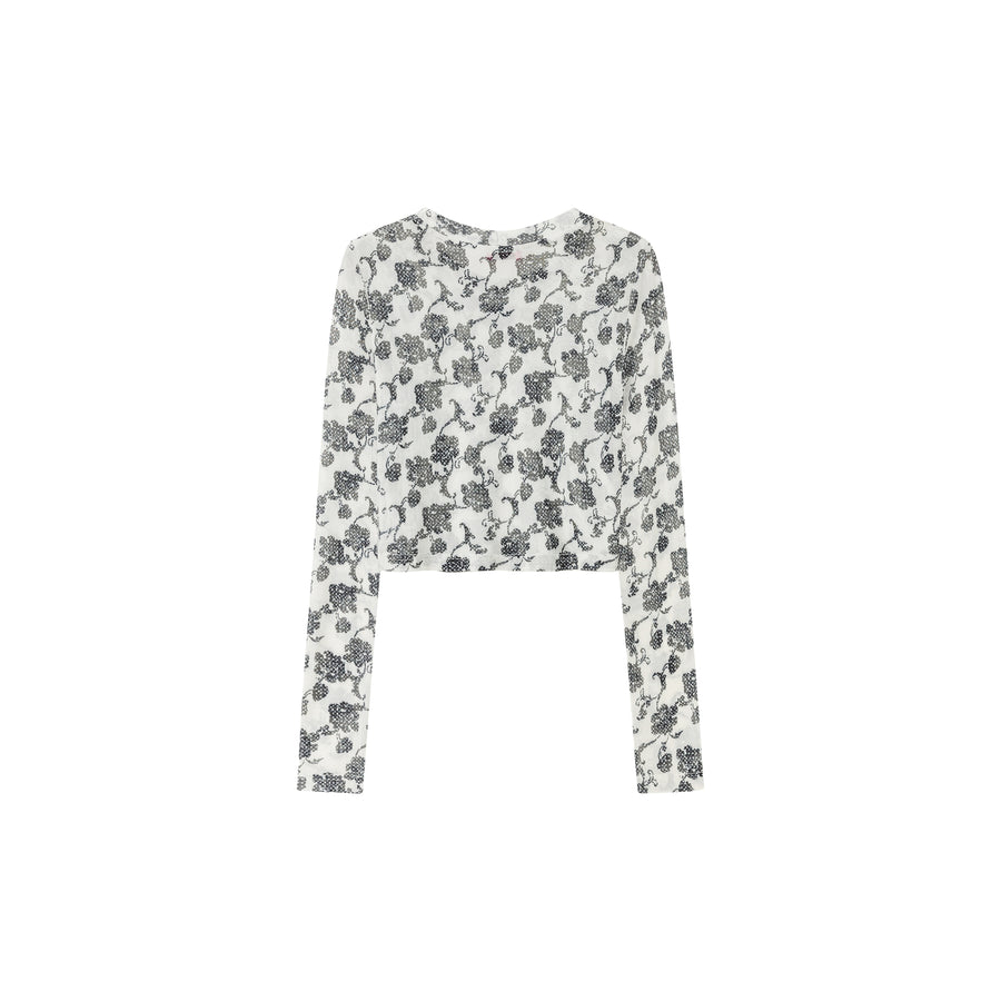 CHUU Flower Pattern Cropped Top