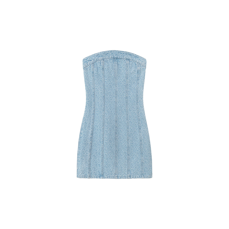 CHUU Tube Top Denim Dress