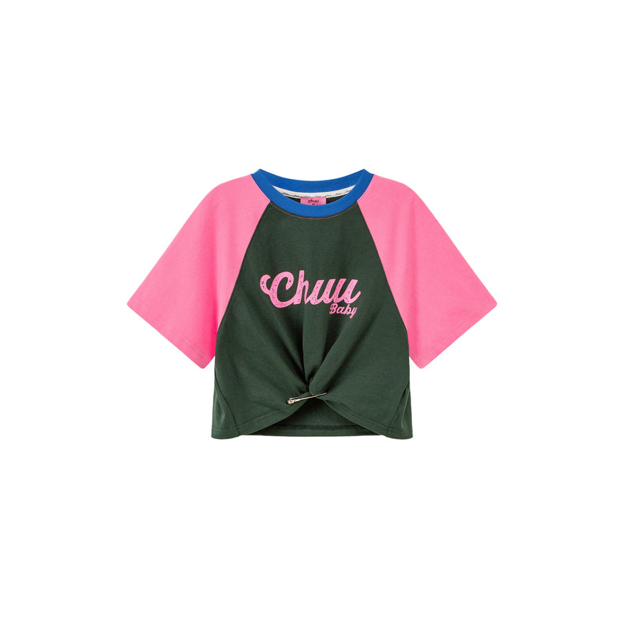 CHUU Contrast Raglan Cropped T-Shirt