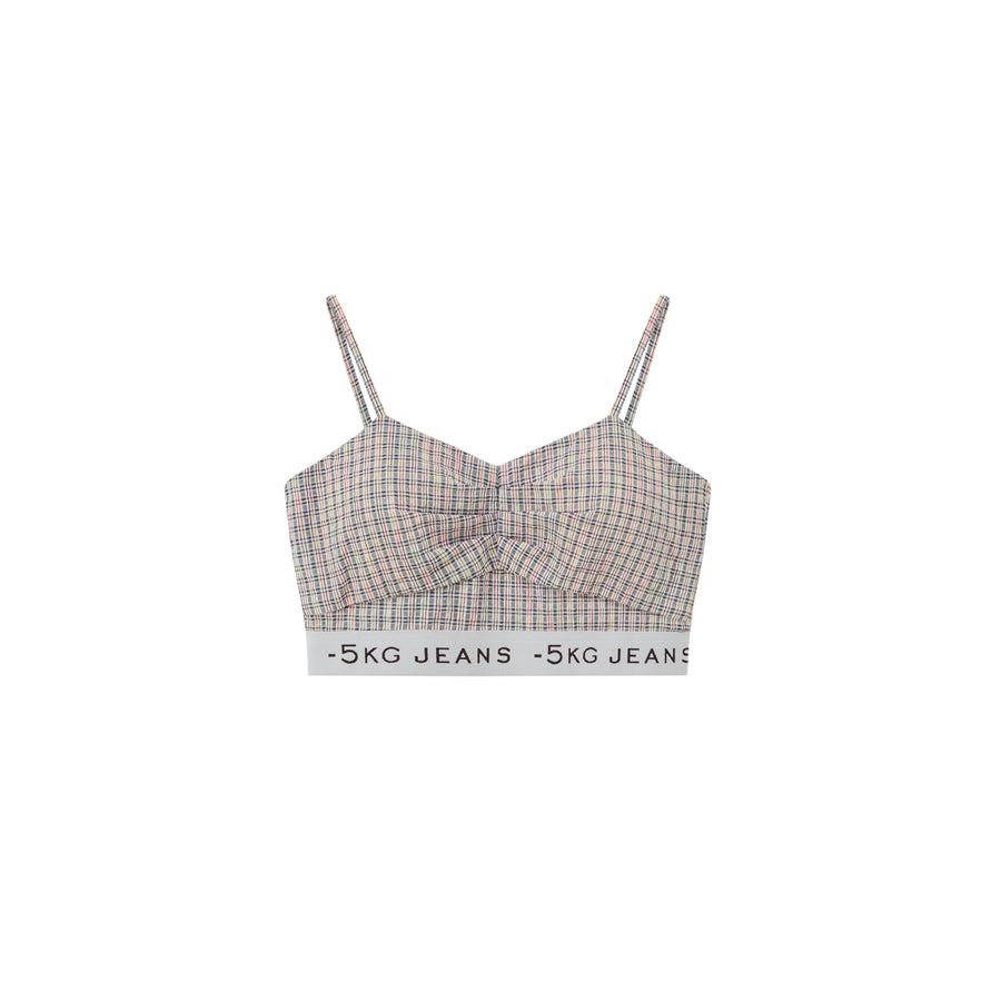 CHUU Check Color Strap Bustier Top