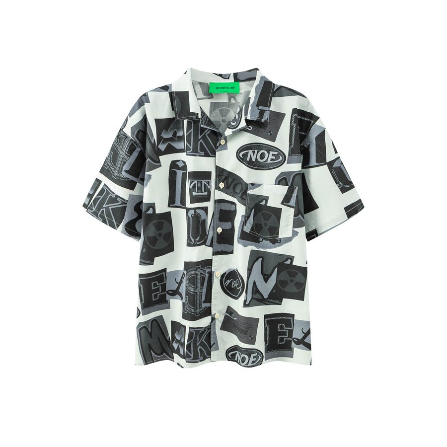 CHUU Lettering Collage Short-Sleeved Shirt