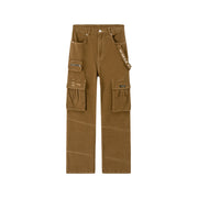 High-Waisted Cargo Straight Pants