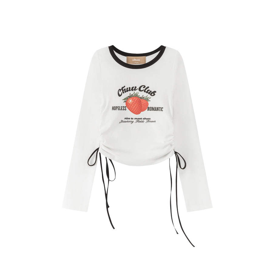 CHUU Hopeless Romantic Draw String Crop T-Shirt