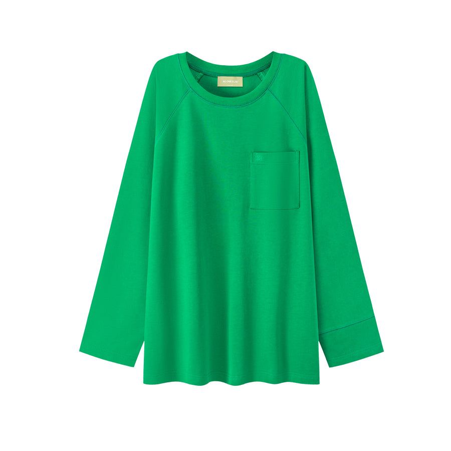 CHUU Oversized Front Pocket Long-Sleeves Top