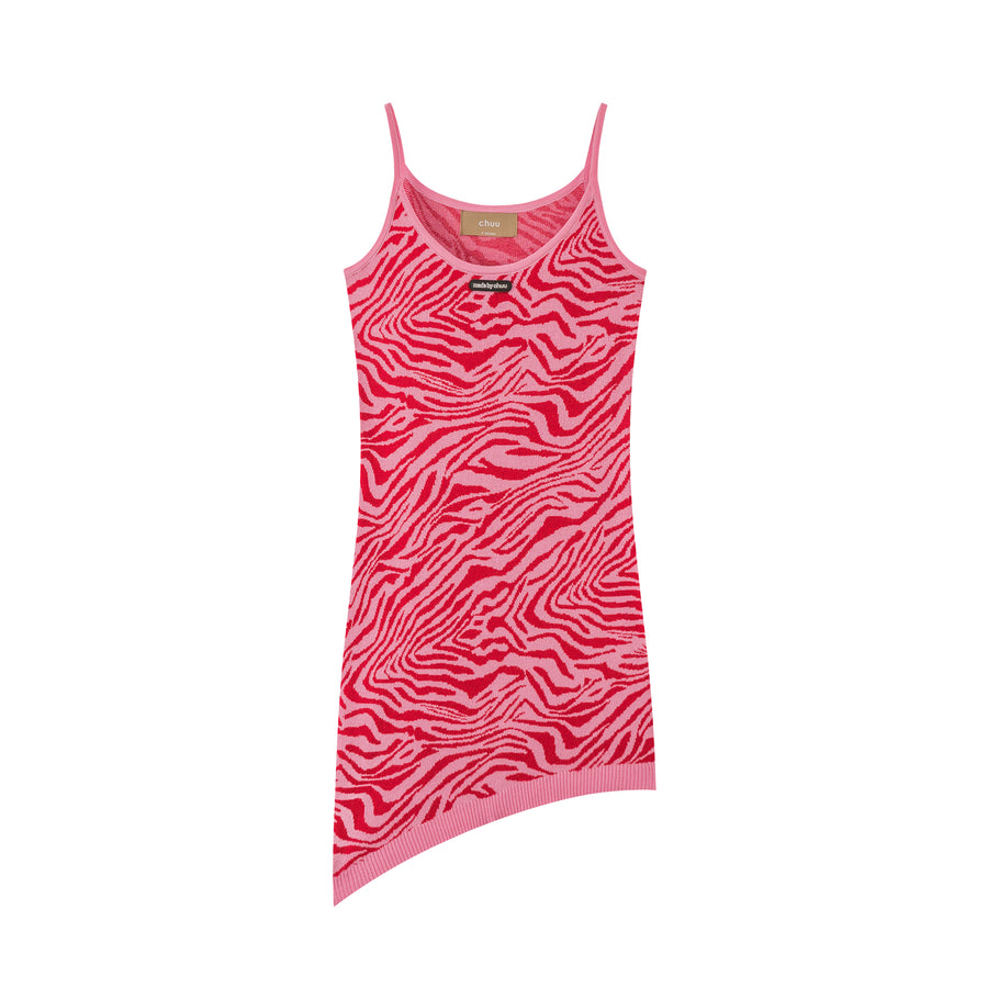 CHUU Zebra Knit Cami Mini Dress