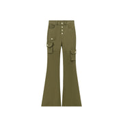 High Waist Pocket Casual Pants