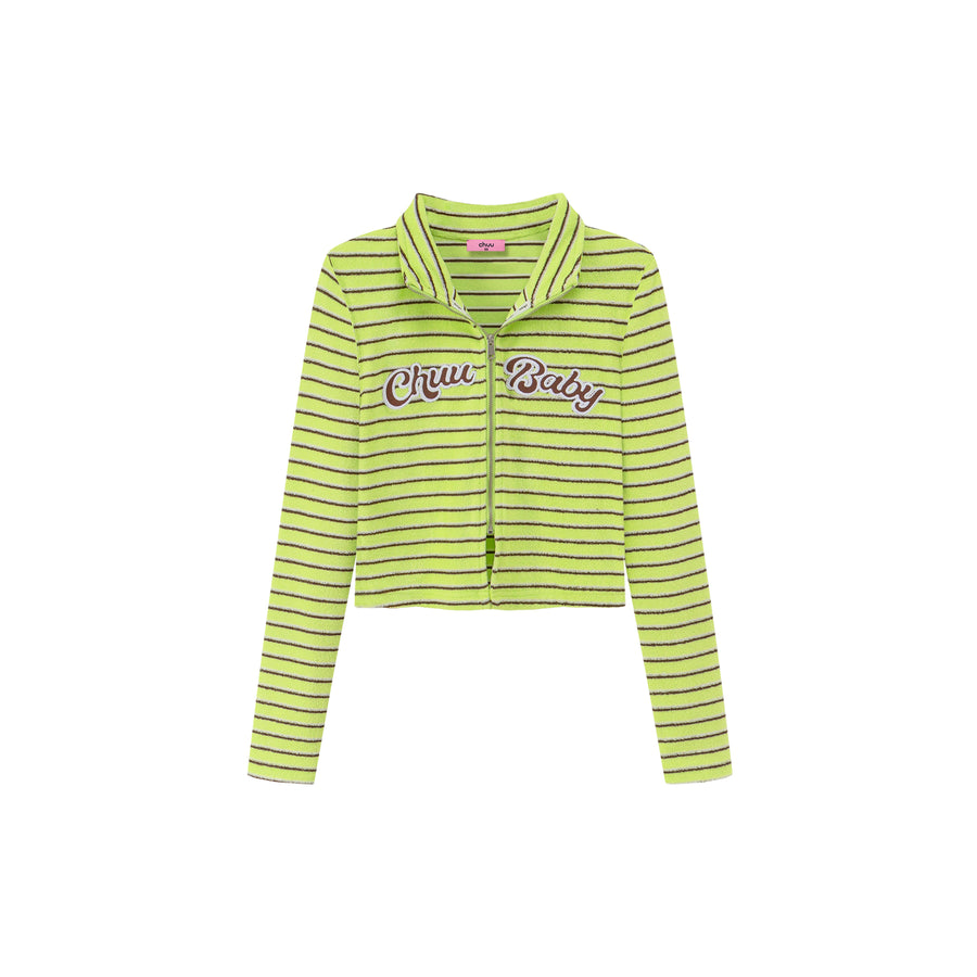 CHUU We Have Chemistry Striped Zip-Up