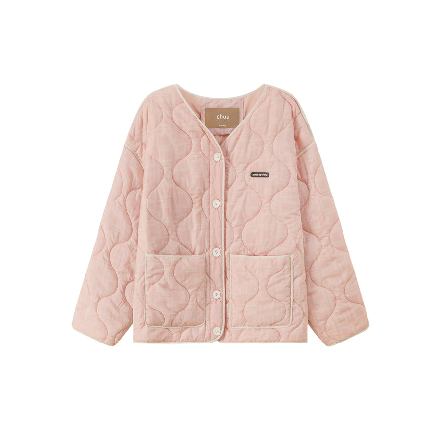 CHUU Over The Drama Pocket Wave Quilted Jacket