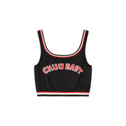 Line Color Sleeveless Crop Top