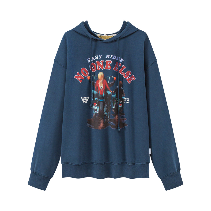 CHUU Noe Loose Easy Rider Print Hoodie