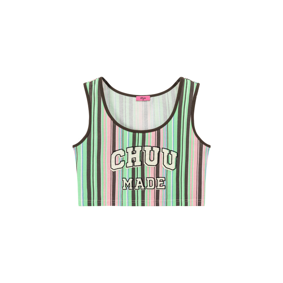 CHUU Rainbow Stripes Contrast Sleeveless Top