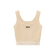 Lettering Soft Fluffly Sleeveless Crop Top