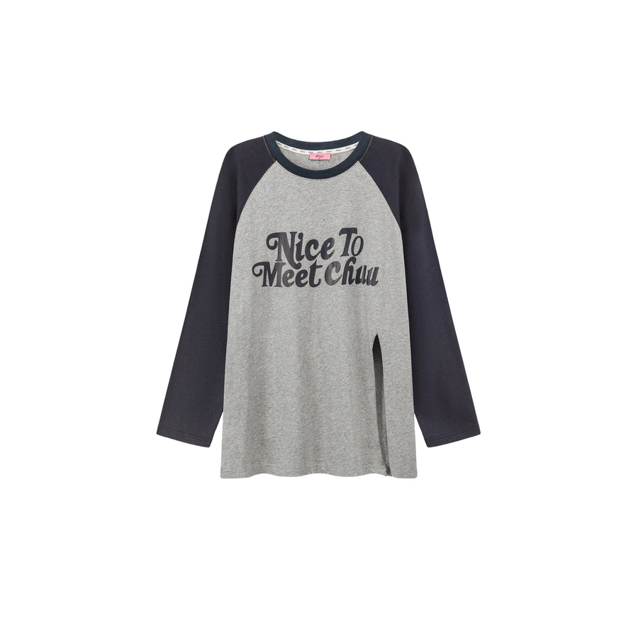 CHUU Nice To Meet Chuu Contrast Raglan T-Shirt