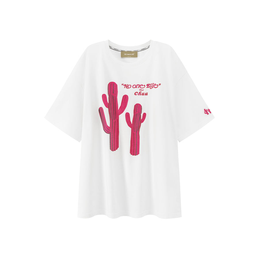 CHUU Pink Cactus Oversize T-Shirt