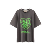 Kiss Me Check Heart Loosefit T-Shirt