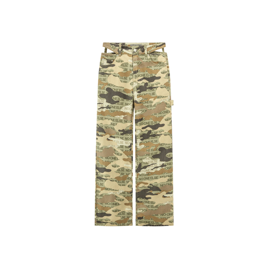 CHUU Camouflage High Waist Straight Pants