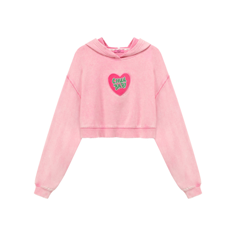 CHUU Chuu Baby Heart Crop Hoodie