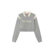 Color Matching Line Cropped Zip-Up