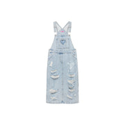 Distressed Denim Overall Dress