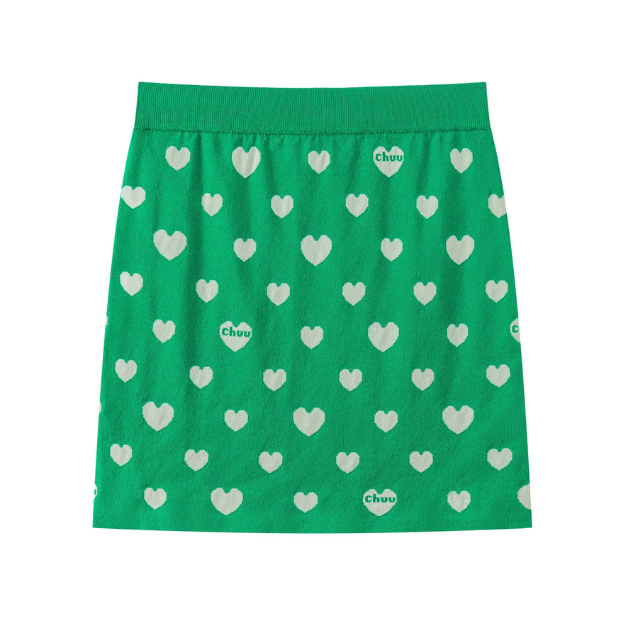 CHUU Heart Knit Mini Skirt