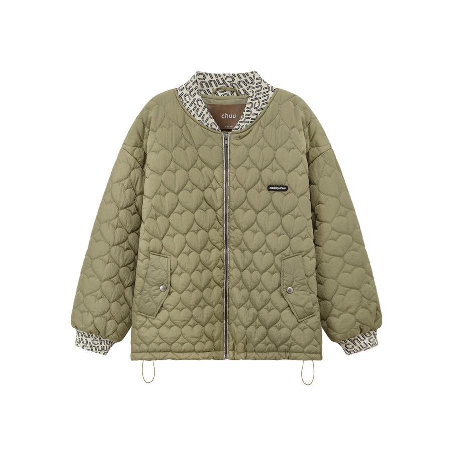 CHUU Kissing You Heart Quilted Jacket