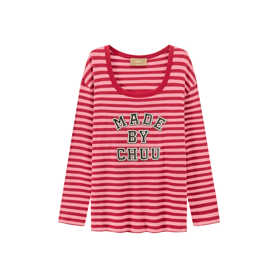 CHUU Cheerful Striped Long Sleeve T-Shirt