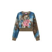 Printed Butterflies Cropped Sweatshirt