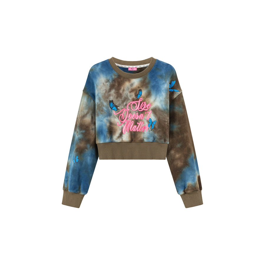 CHUU Printed Butterflies Cropped Sweatshirt