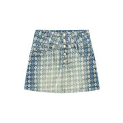 Gradient Argyle Denim Skirt