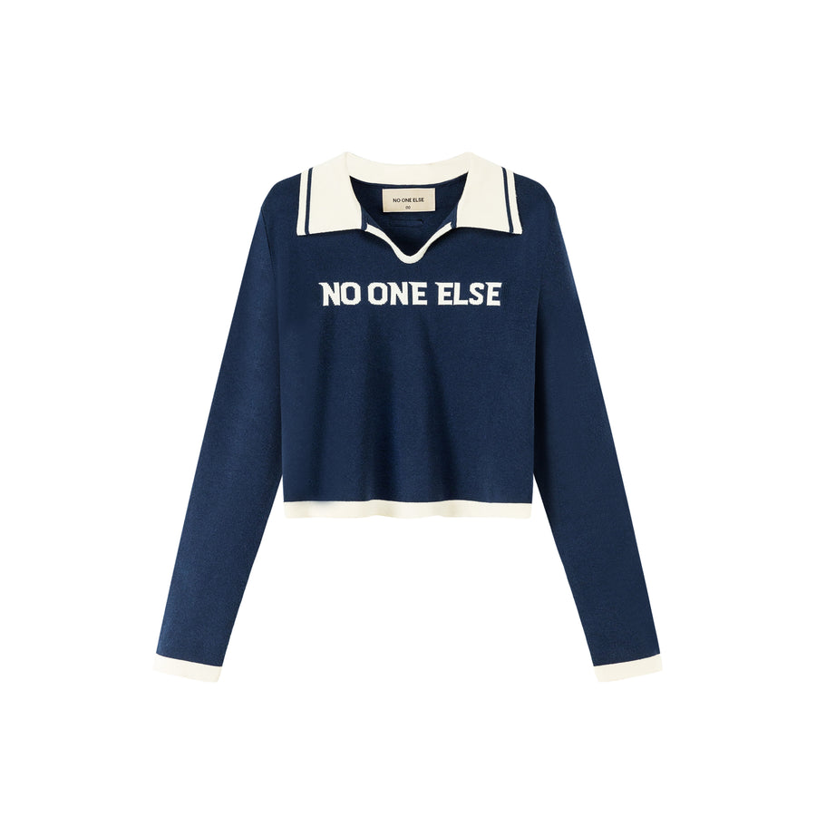 CHUU Noe Open Collar Knit Top