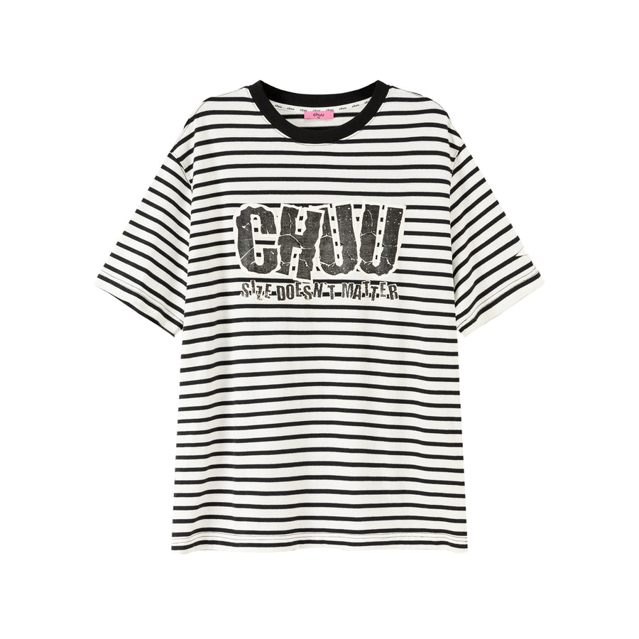 CHUU Size Doesnt Matter Striped Loose Fit T-Shirt