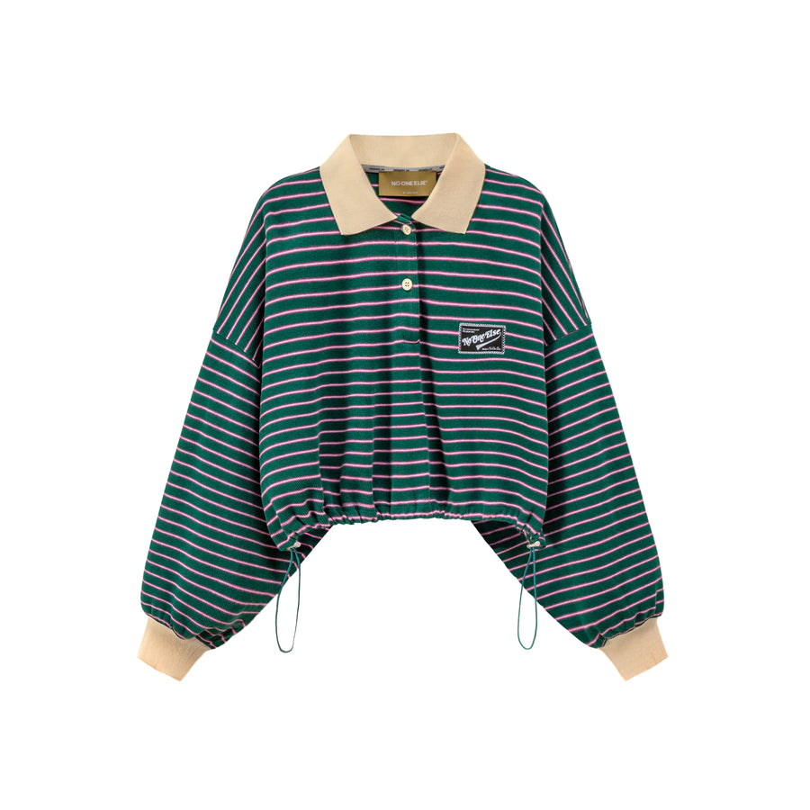 CHUU Stripe Loose Fit Crop Sweatshirt