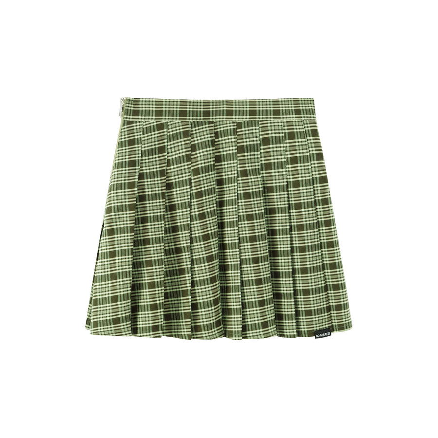 CHUU Check Tennis Pleat Mini Skirt