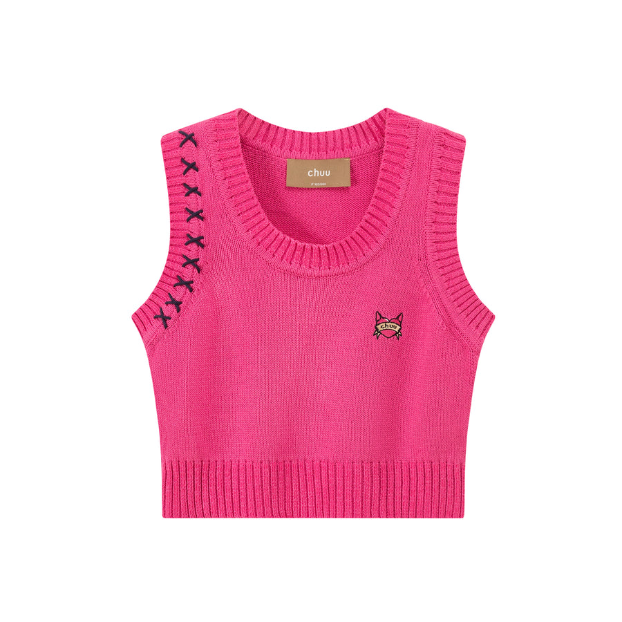 CHUU Stitches Knit Crop Top