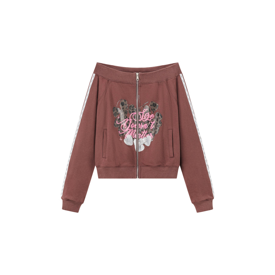 CHUU Off-Shoulder Sweatshirt Zip-Up